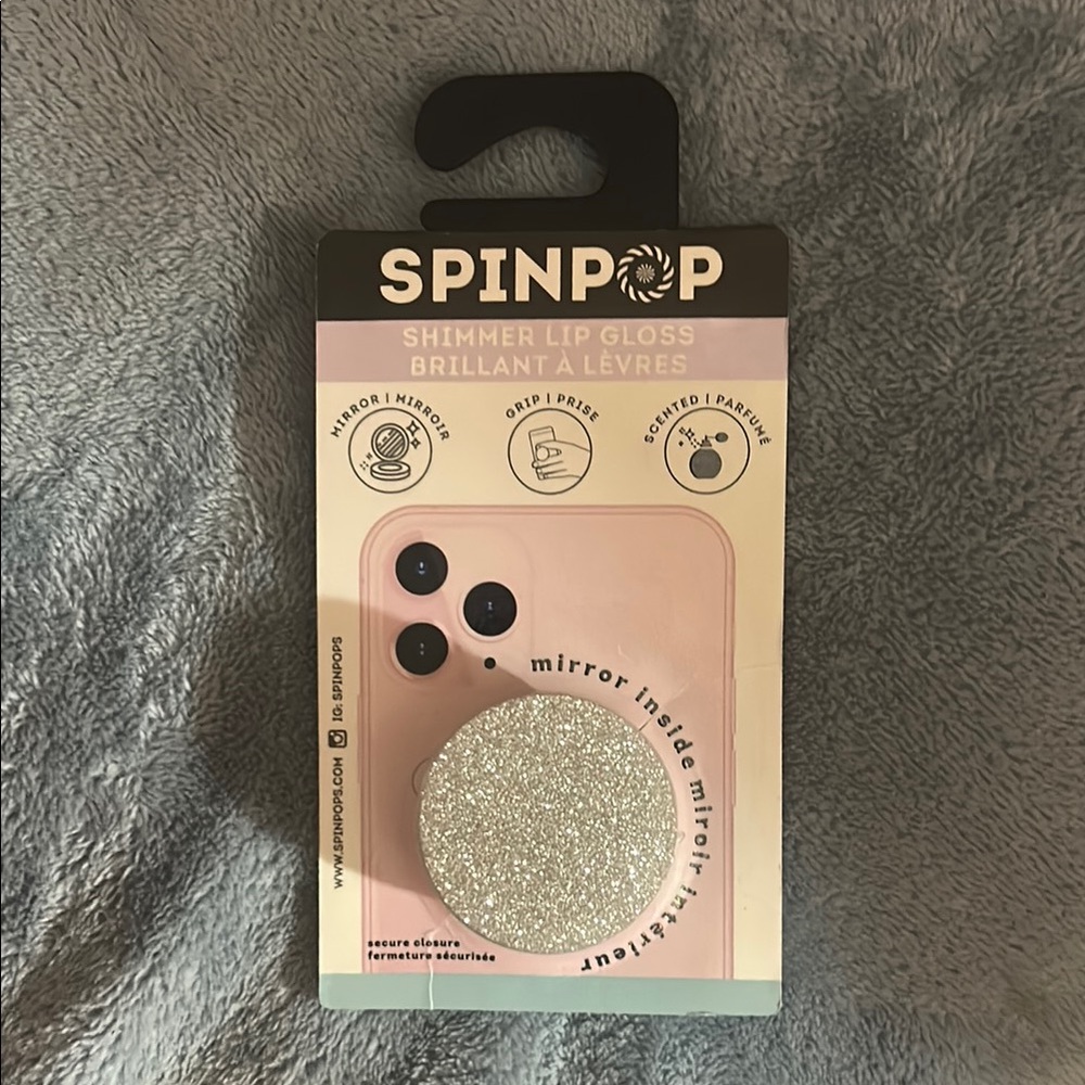 NWT SPINPOP Shimmer Lip Gloss with Mirror Inside